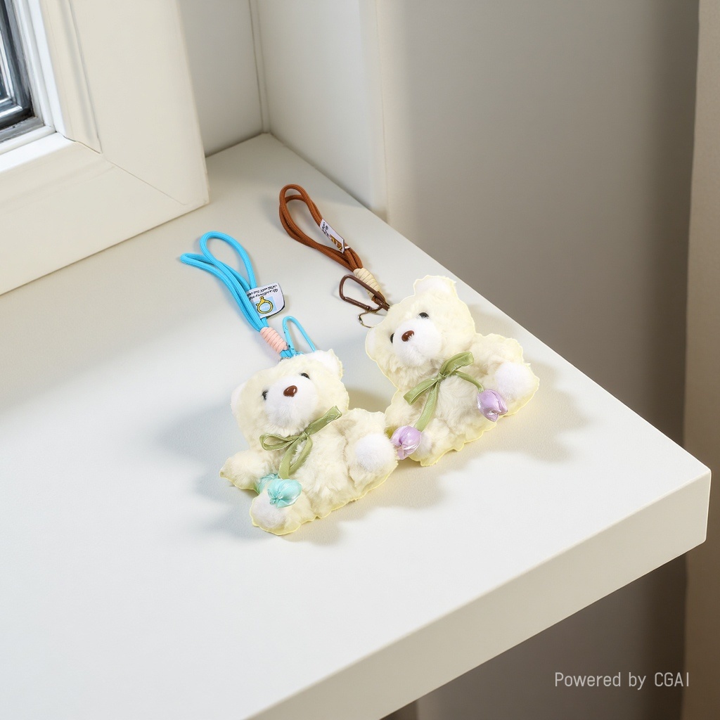 Cartoon and cute tulip bear plush toy doll pendant keychain, girls' bag pendant, doll Specification image