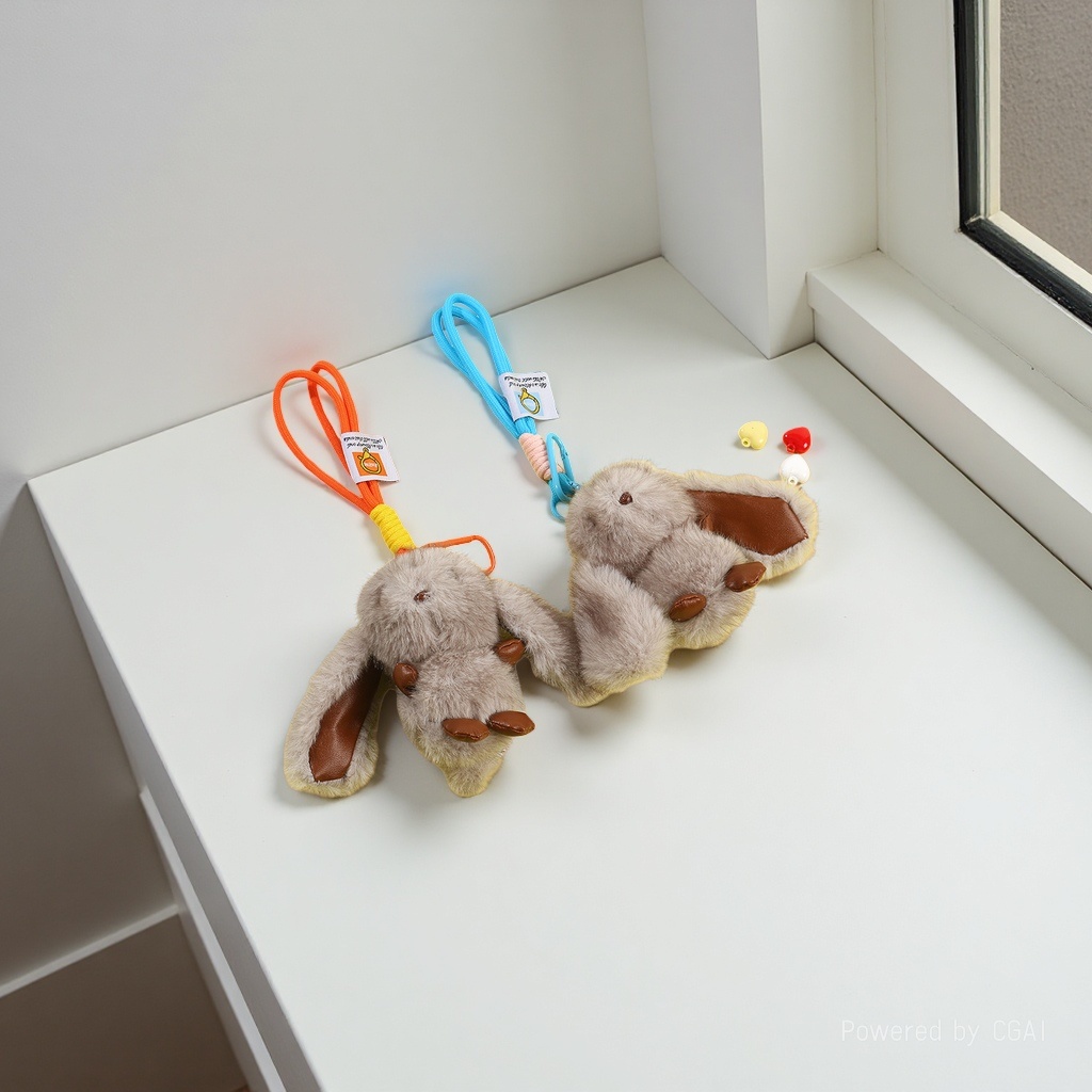 Lindo imitación de visón pelo pequeño conejo colgante de peluche llavero de coche colgante de peluche bolsa colgante de bolso Specification image