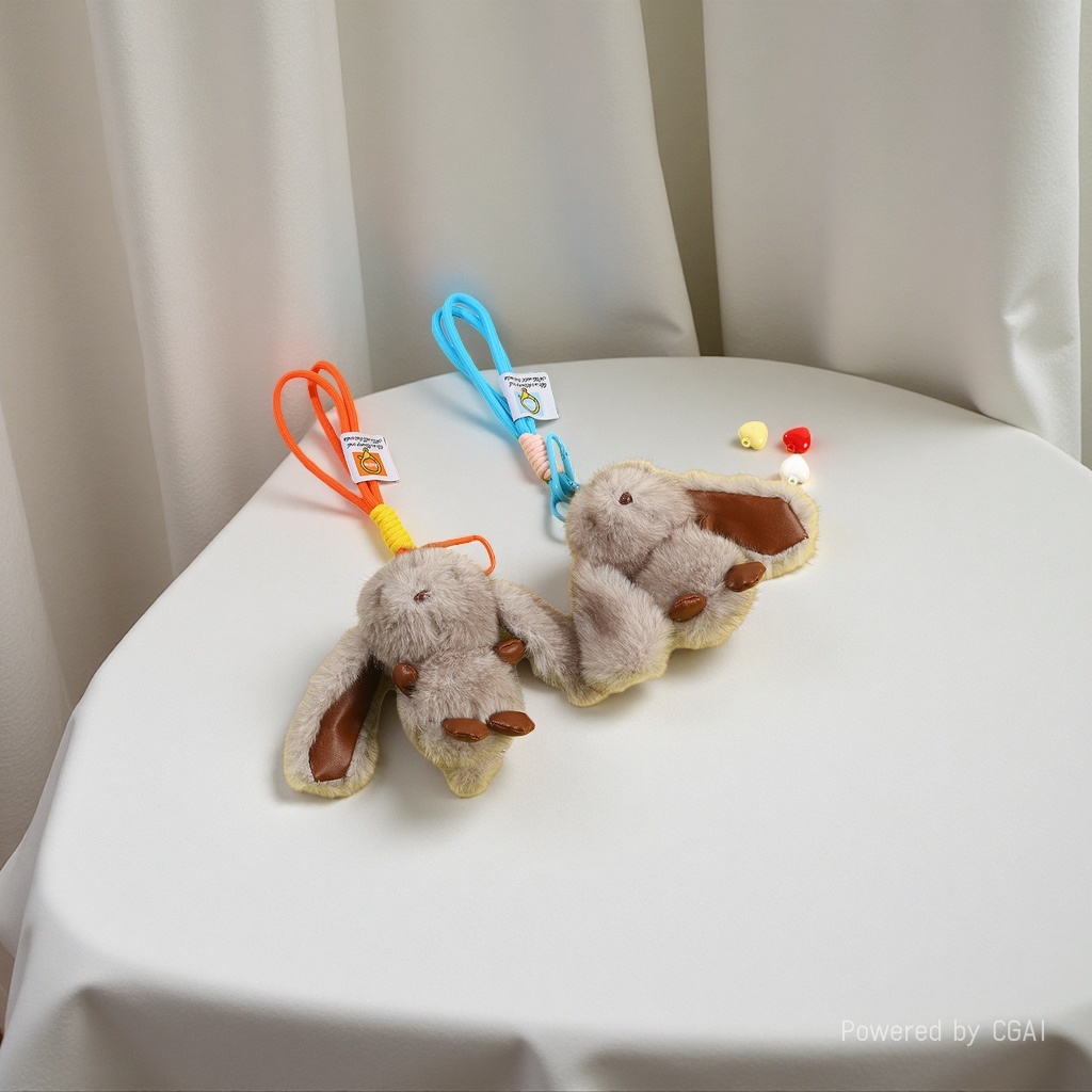 Lindo imitación de visón pelo pequeño conejo colgante de peluche llavero de coche colgante de peluche bolsa colgante de bolso details Picture