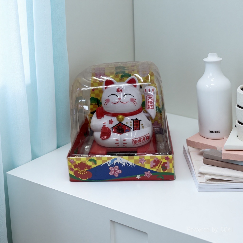 创意太阳能招财猫2寸摆件自动招手八方来财办公桌面收银前台装饰产品图