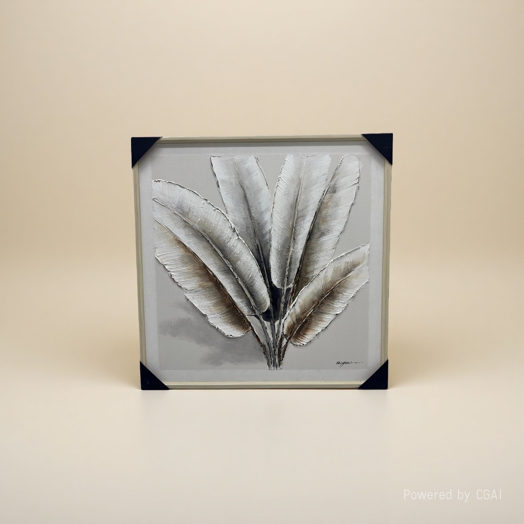 Modern decorative paintings, fabric leaves, three-dimensional decorative painting boards, picture frames, decorative items, simple living room hanging paintings Specification image