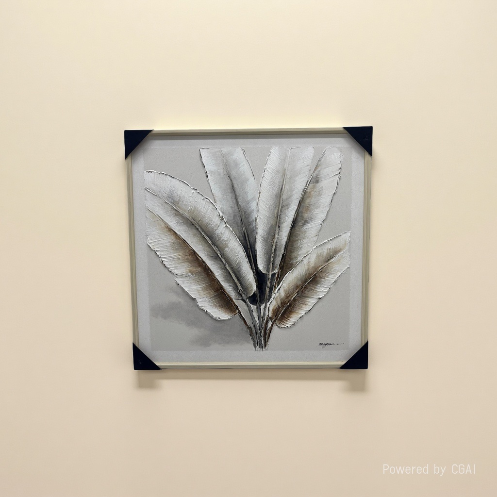 Modern decorative paintings, fabric leaves, three-dimensional decorative painting boards, picture frames, decorative items, simple living room hanging paintings details Picture