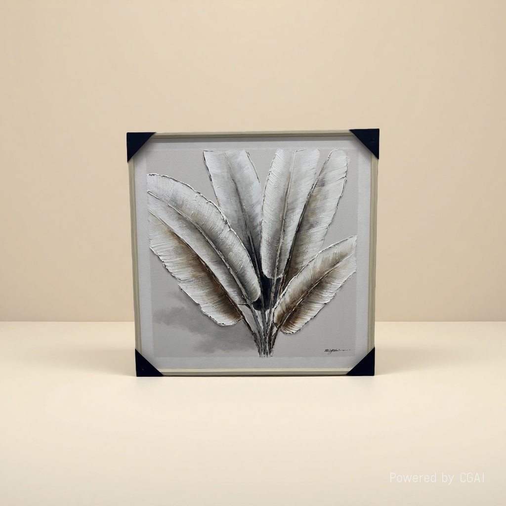 Modern decorative paintings, fabric leaves, three-dimensional decorative painting boards, picture frames, decorative items, simple living room hanging paintings Application Scenario