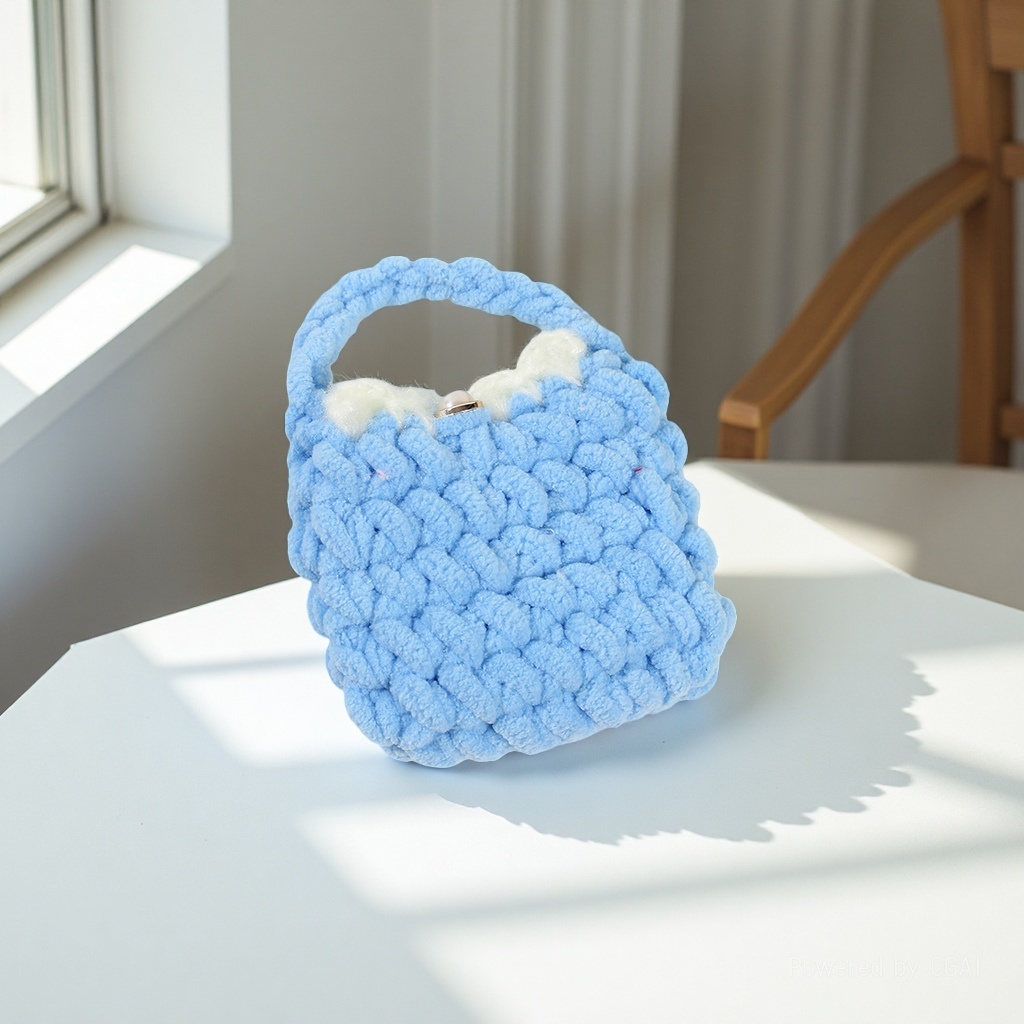 Handmade gancho tejido color sólido auriculares bolso mini bolso cero llavero felpa tejido bolsa de almacenamiento accesorios acabados colgantes