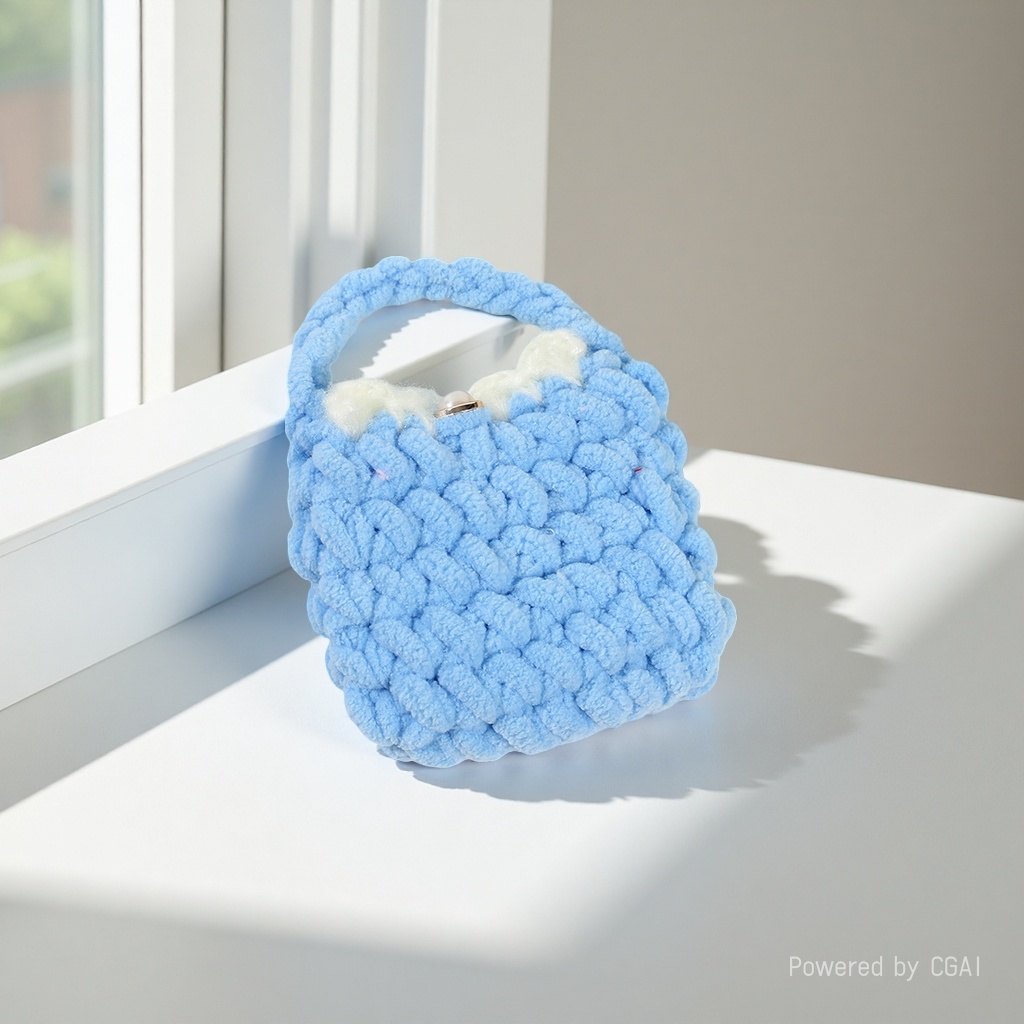 Handmade gancho tejido color sólido auriculares bolso mini bolso cero llavero felpa tejido bolsa de almacenamiento accesorios acabados colgantes Application Scenario