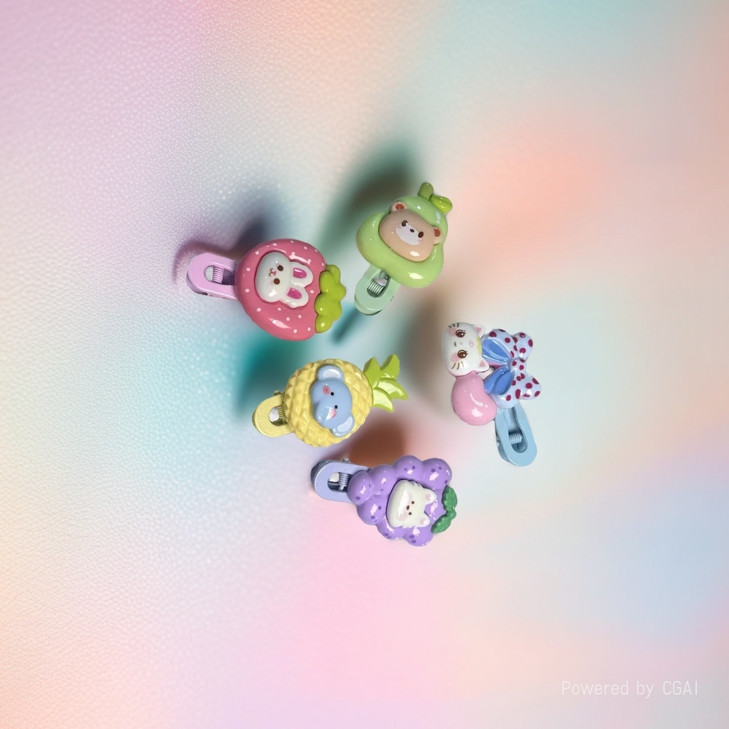 Big and small fruits, cartoon animals, resin accessories, cream glue, diy hair clips, keychains, pendants, shoe flower resin accessories Application Scenario