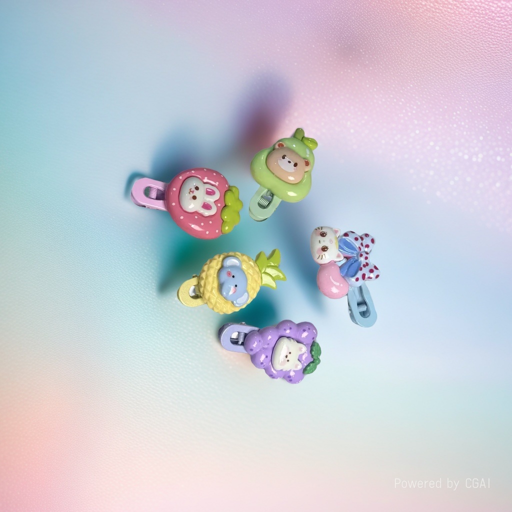 Big and small fruits, cartoon animals, resin accessories, cream glue, diy hair clips, keychains, pendants, shoe flower resin accessories Specification image