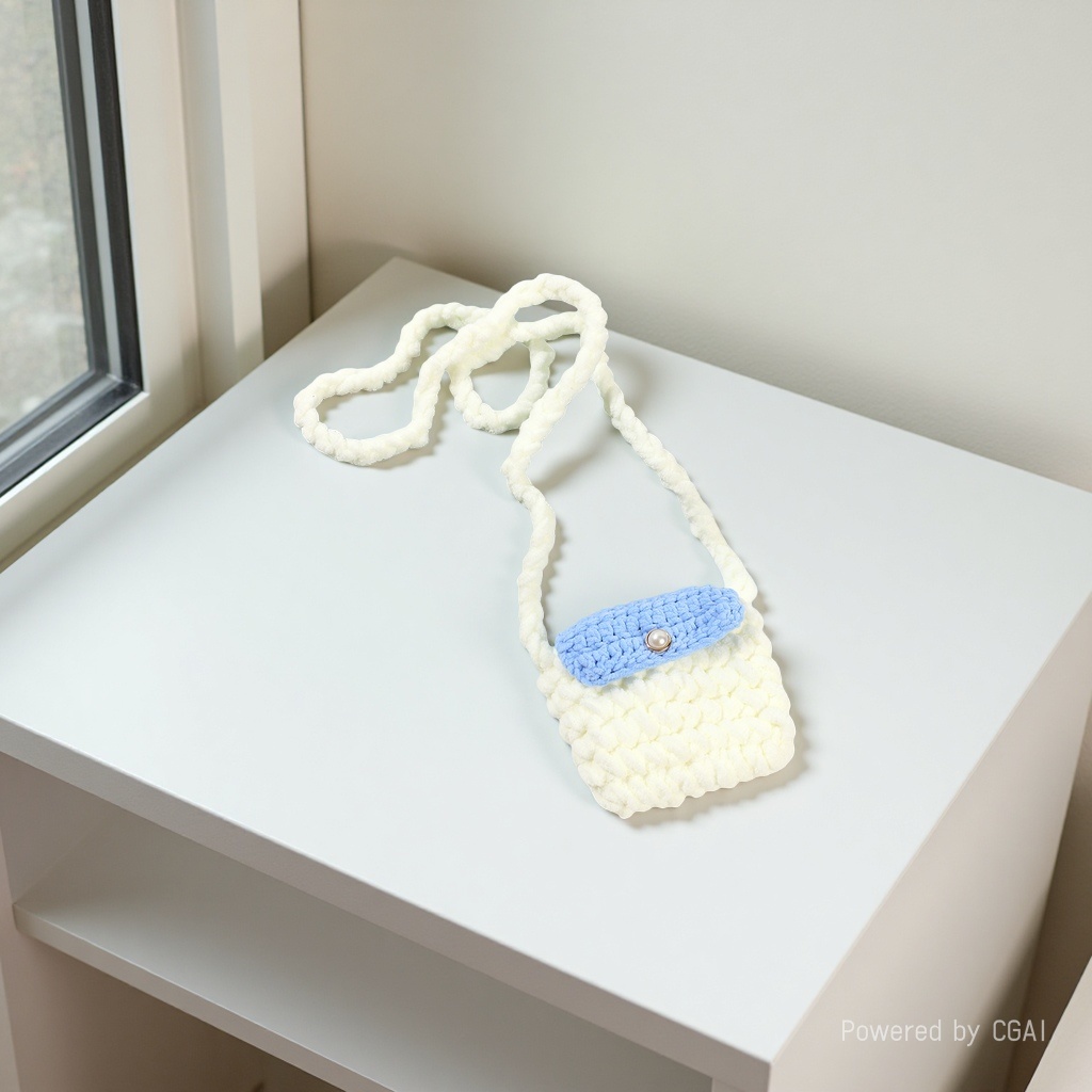 Hilo pequeño bolso colgante divertido lindo portátil tendencia cartera cero llavero de peluche pequeño colgante bolso tejido a mano details Picture
