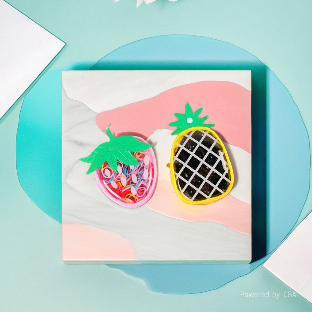 Strawberry and pineapple fruit-shaped hair clips Specification image