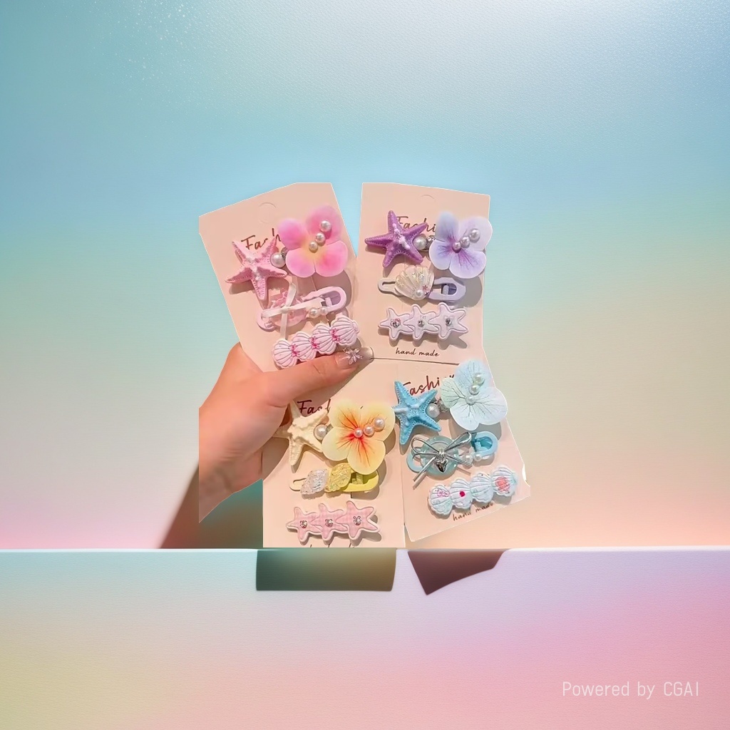 Phalaenopsis flower children's hairpin, duckbill clip, shell starfish clip, fringe clip, edge clip, super fairy boy hairpin and hair accessory Application Scenario