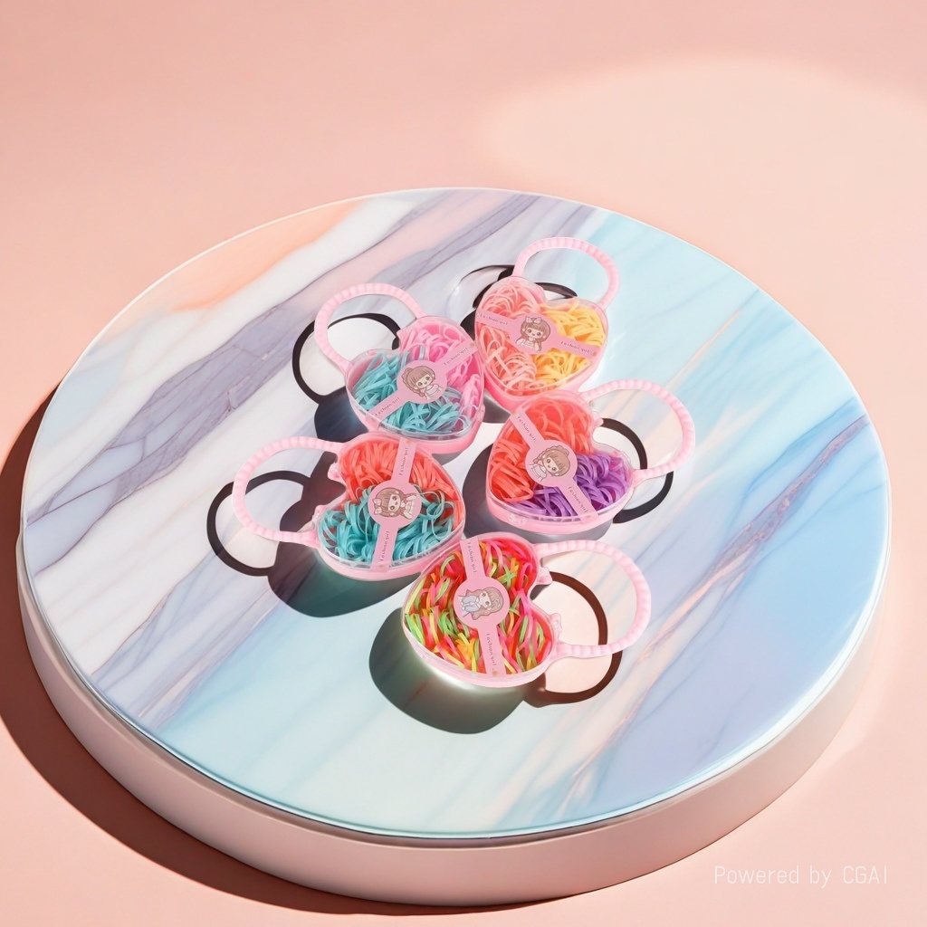A complete box of large intestine hair bands, telephone line, rubber band hair accessories, and colorful elastic hair bands