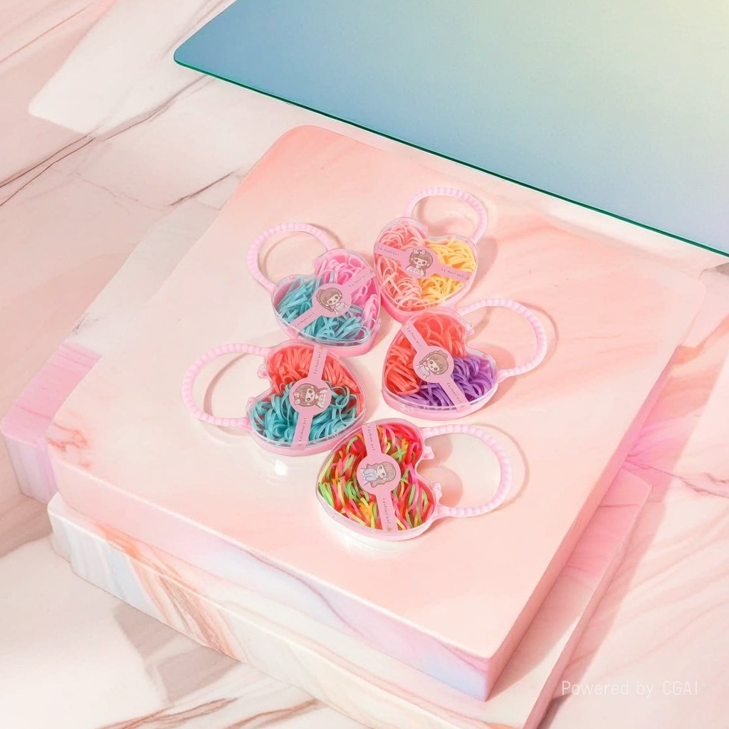 A complete box of large intestine hair bands, telephone line, rubber band hair accessories, and colorful elastic hair bands Application Scenario