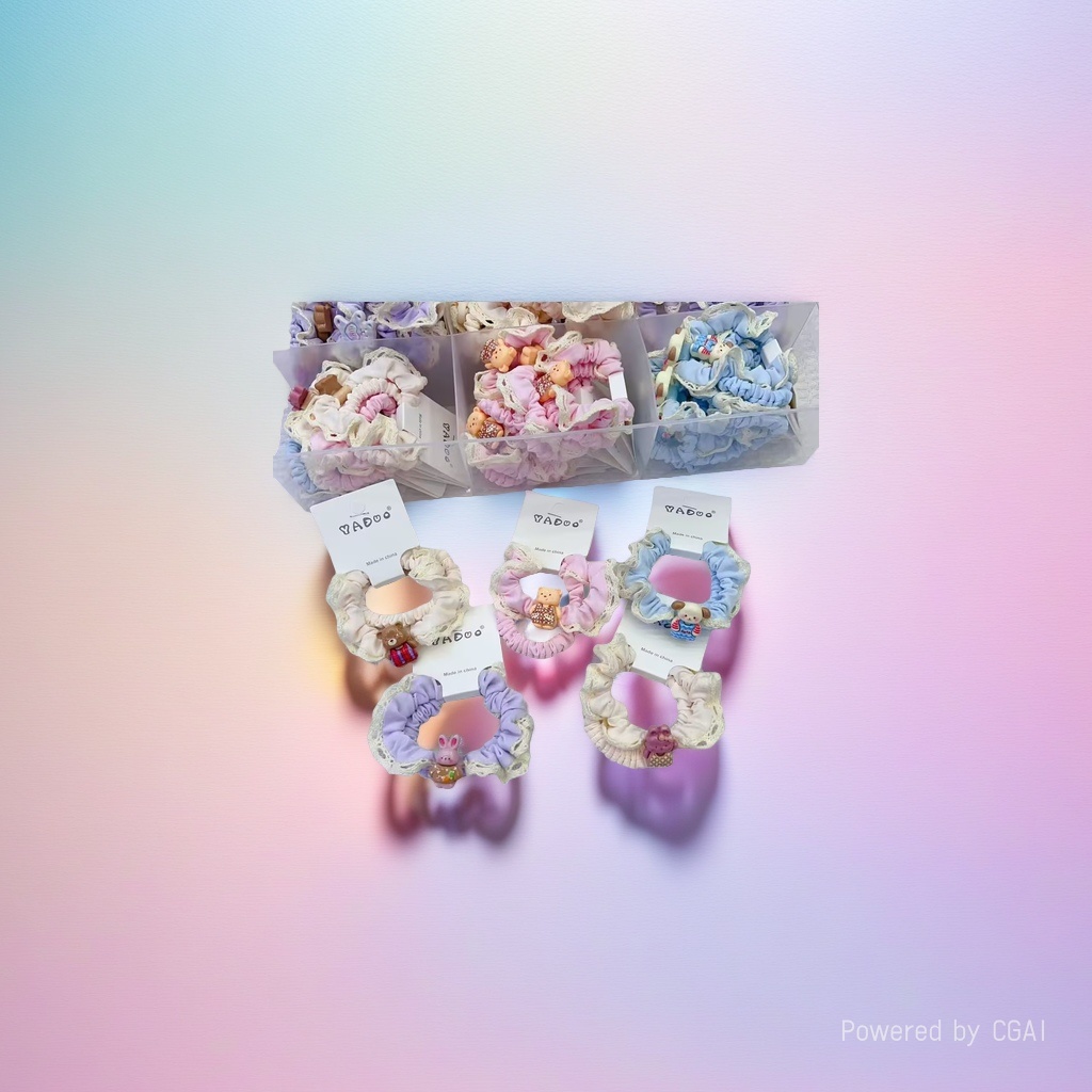 Cute little animal series hair accessory set, sweet and girlish bangs with high elasticity hair ties and hair bands wholesale Application Scenario