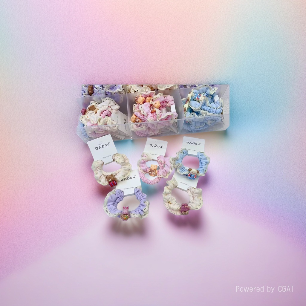 Cute little animal series hair accessory set, sweet and girlish bangs with high elasticity hair ties and hair bands wholesale Specification image