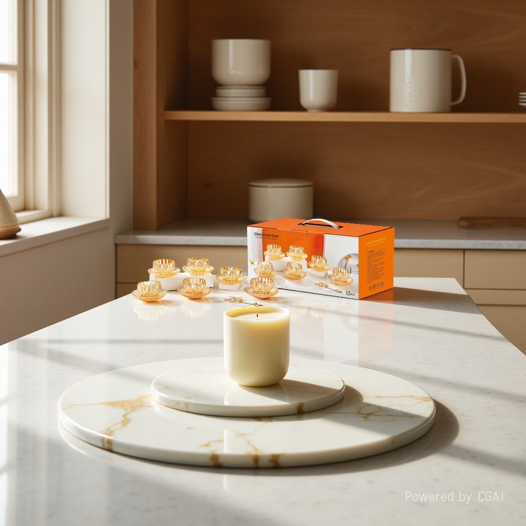 Amber Lotus glass bowl and plate set Item Picture