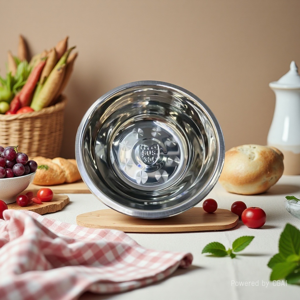 【 Light Luxury Selection 】 Mirror-finished 304 stainless steel Deep Soup Bowl (High-end Household Cooking Bowl) 16CM pic 3