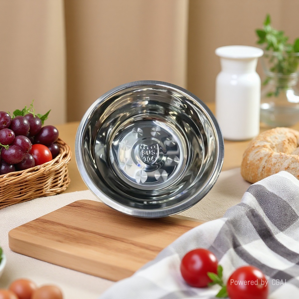 【 Light Luxury Selection 】 Mirror-finished 304 stainless steel Deep Soup Bowl (High-end Household Cooking Bowl) 16CM pic 4