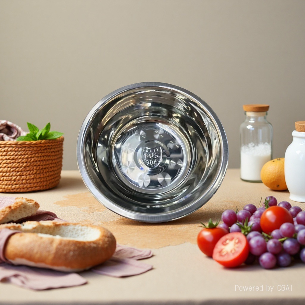 【 Light Luxury Selection 】 Mirror-finished 304 stainless steel Deep Soup Bowl (High-end Household Cooking Bowl) 16CM pic 2
