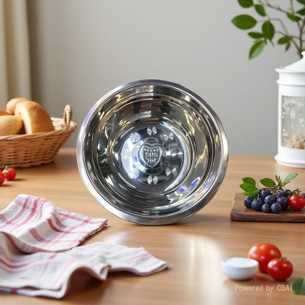 【 Light Luxury Selection 】 Mirror-finished 304 stainless steel Deep Soup Bowl (High-end Household Cooking Bowl) 16CM Specification image