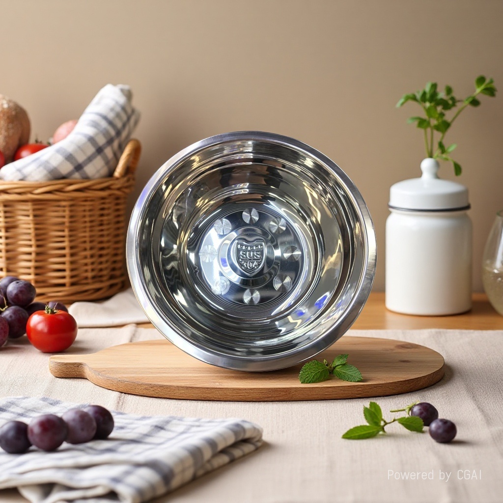 【 Light Luxury Selection 】 Mirror-finished 304 Stainless Steel Deep Soup Bowl (High-end Household Cooking Bowl) 16