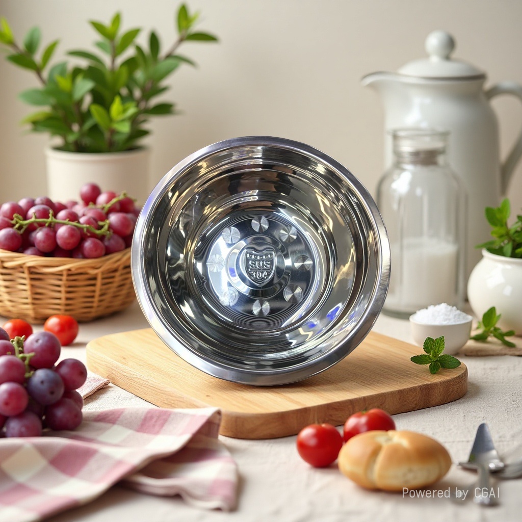【 Light Luxury Selection 】 Mirror-finished 304 stainless steel Deep Soup Bowl (High-end Household Cooking Bowl) 16CM details Picture