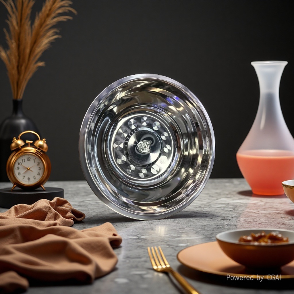 【 Light Luxury Selection 】 Mirror-finished 304 stainless steel Deep Soup Bowl (High-end Household Cooking Bowl) 22CM details Picture