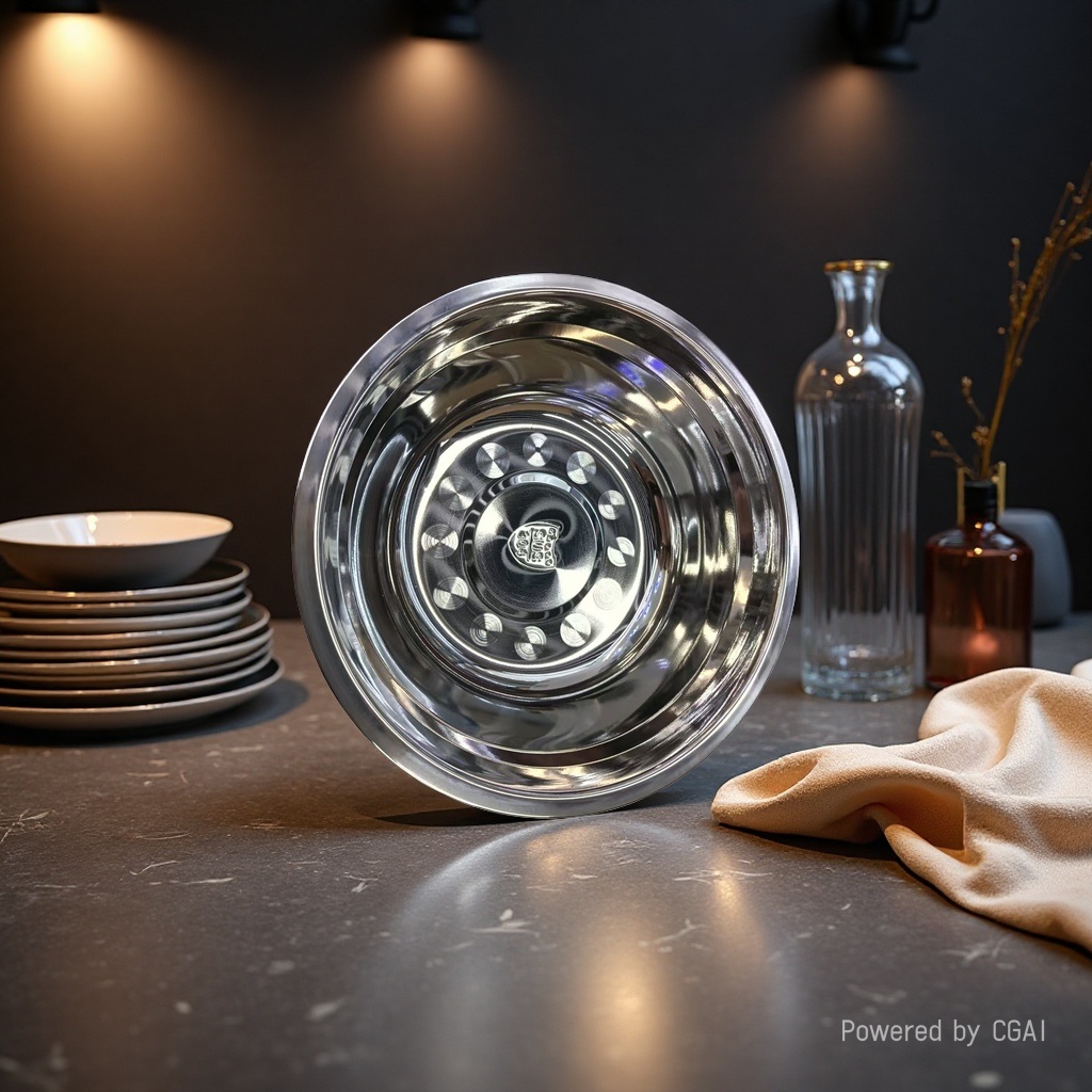 【 Light Luxury Selection 】 Mirror-finished 304 stainless steel Deep Soup Bowl (High-end Household Cooking Bowl) 22CM Specification image