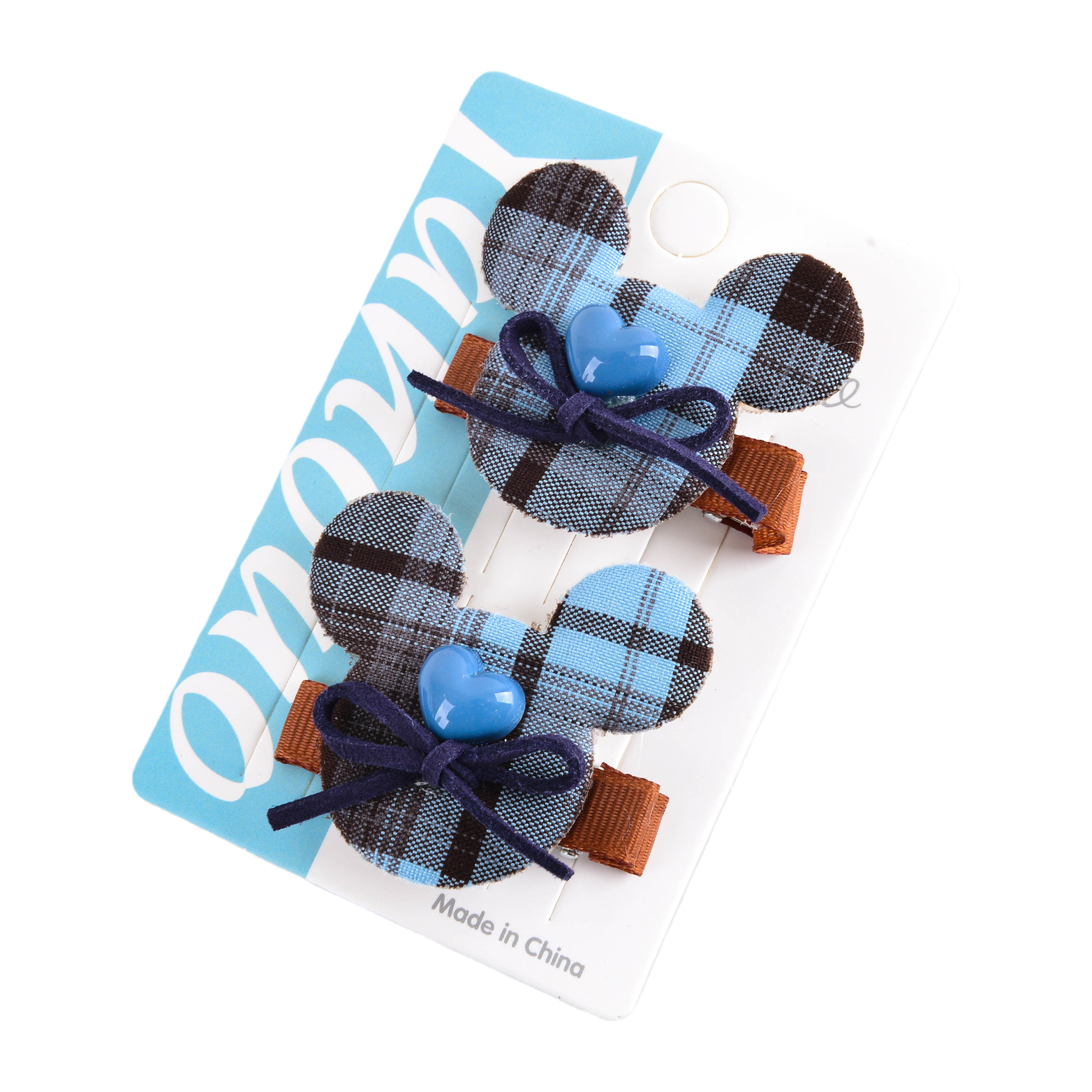 New fabric blue checkered bow girl side press hairpin, versatile bangs bb clip for girls Item Picture