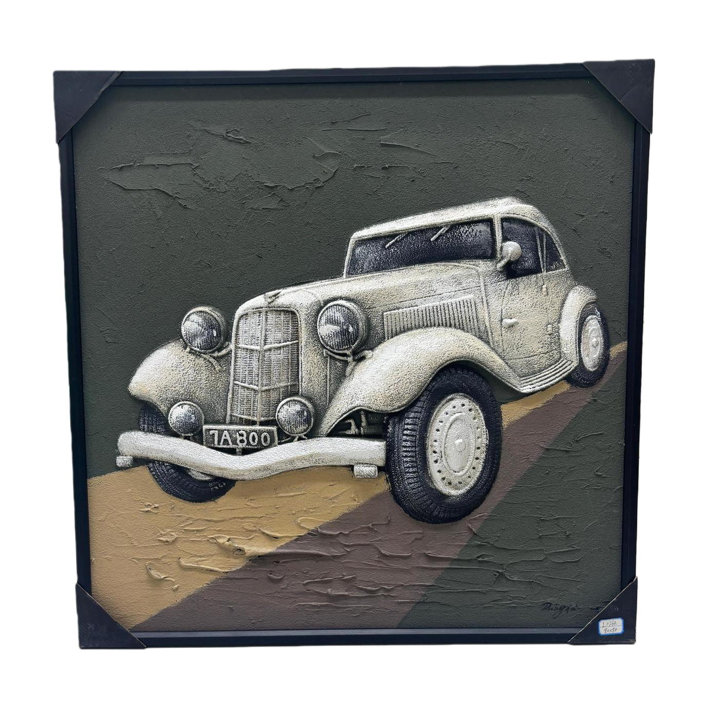 Relief paintings, vintage car decorative paintings, handcrafted Suzhou embroidery paintings, charcoal stick sketches, canvas paintings Item Picture