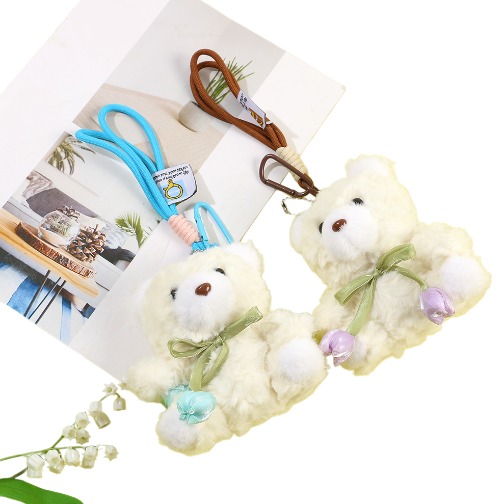 Cartoon and cute tulip bear plush toy doll pendant keychain, girls' bag pendant, doll Item Picture