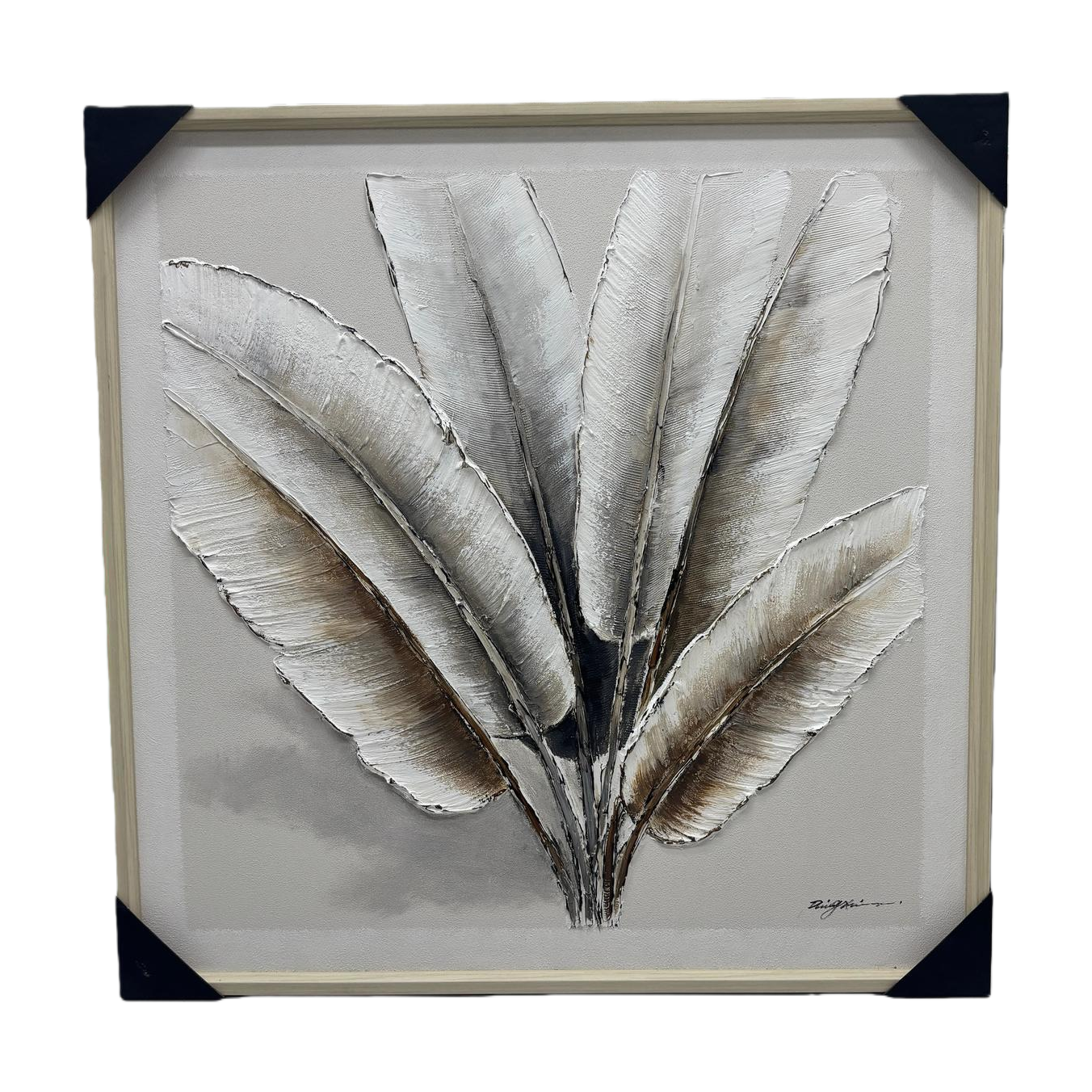 Modern decorative paintings, fabric leaves, three-dimensional decorative painting boards, picture frames, decorative items, simple living room hanging paintings Item Picture