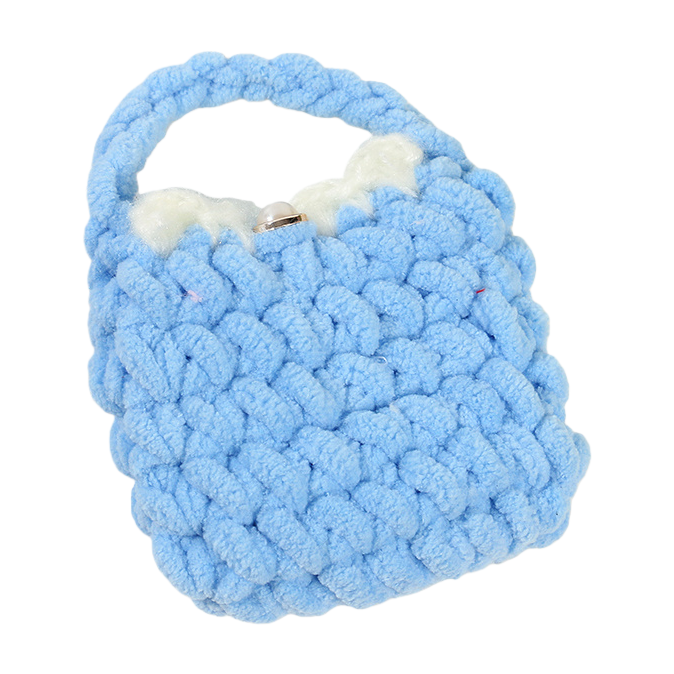 Handmade gancho tejido color sólido auriculares bolso mini bolso cero llavero felpa tejido bolsa de almacenamiento accesorios acabados colgantes Item Picture