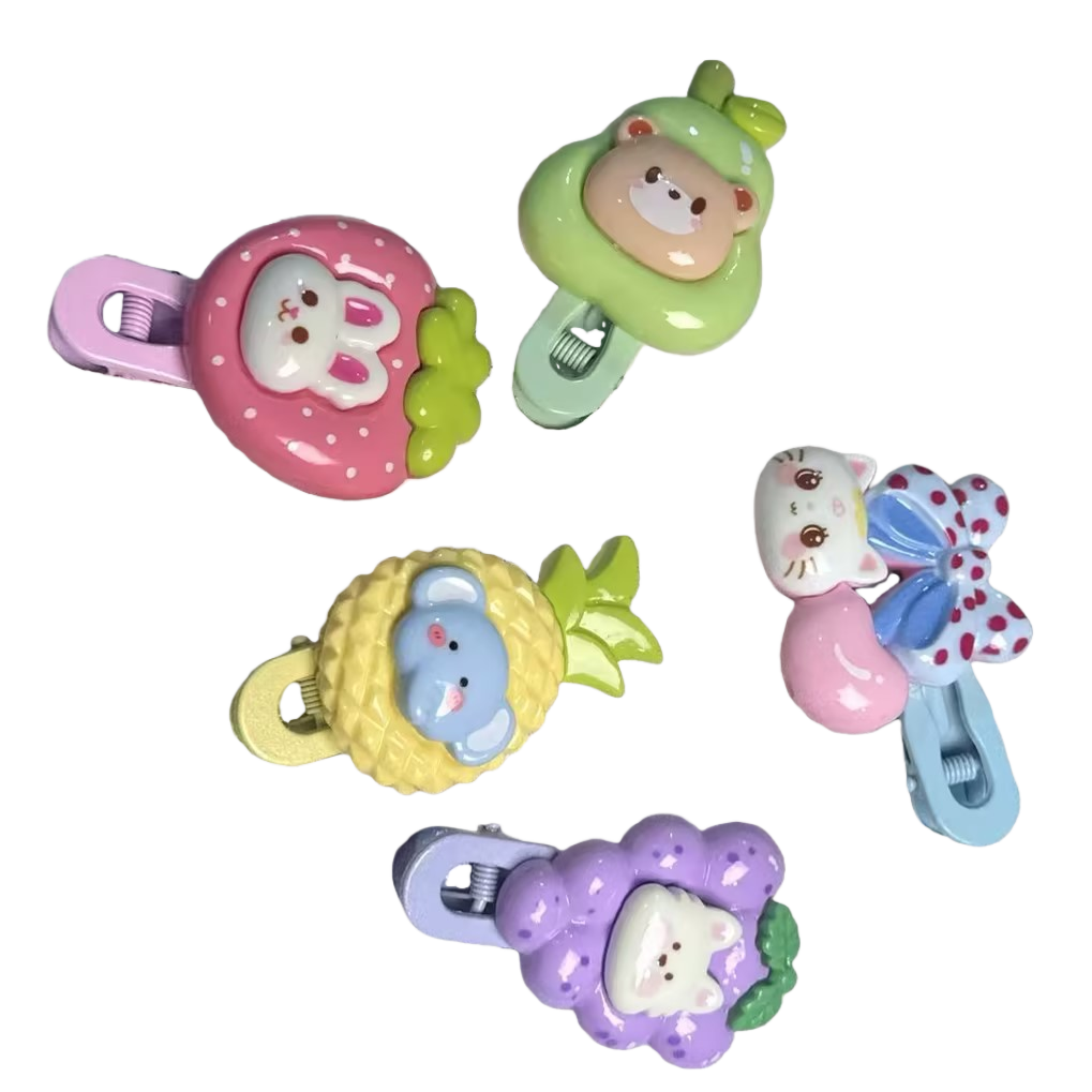 Big and small fruits, cartoon animals, resin accessories, cream glue, diy hair clips, keychains, pendants, shoe flower resin accessories Item Picture