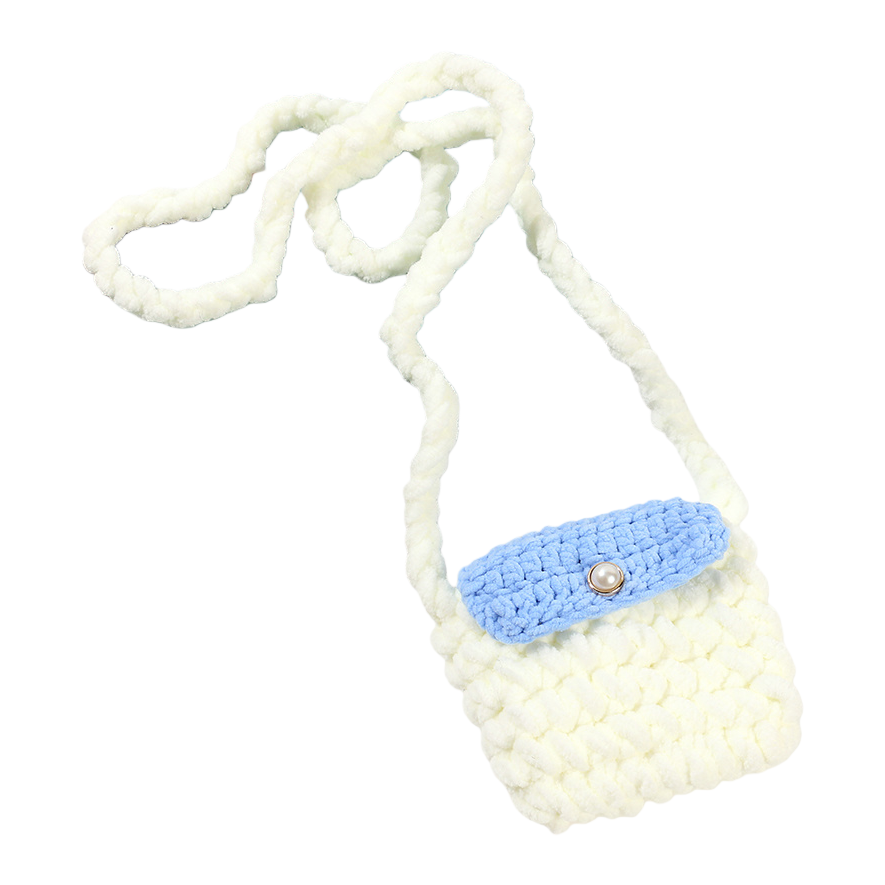 Hilo pequeño bolso colgante divertido lindo portátil tendencia cartera cero llavero de peluche pequeño colgante bolso tejido a mano Item Picture