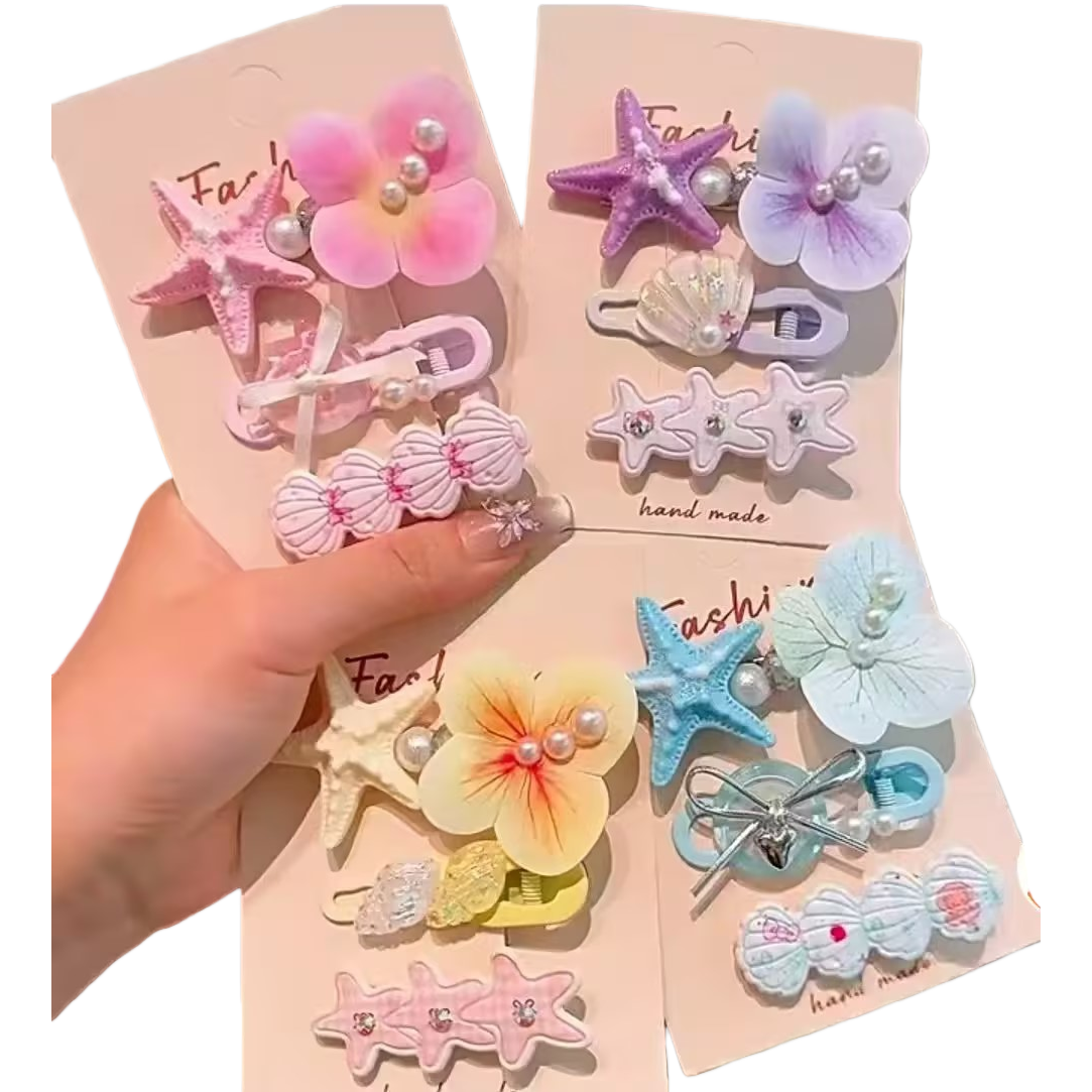 Phalaenopsis flower children's hairpin, duckbill clip, shell starfish clip, fringe clip, edge clip, super fairy boy hairpin and hair accessory Item Picture
