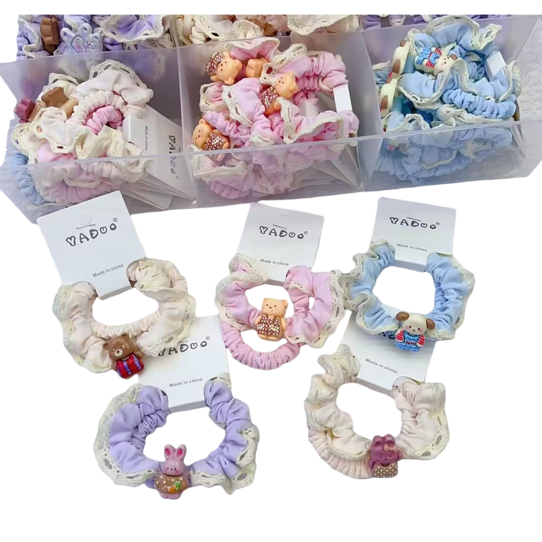 Cute little animal series hair accessory set, sweet and girlish bangs with high elasticity hair ties and hair bands wholesale Item Picture