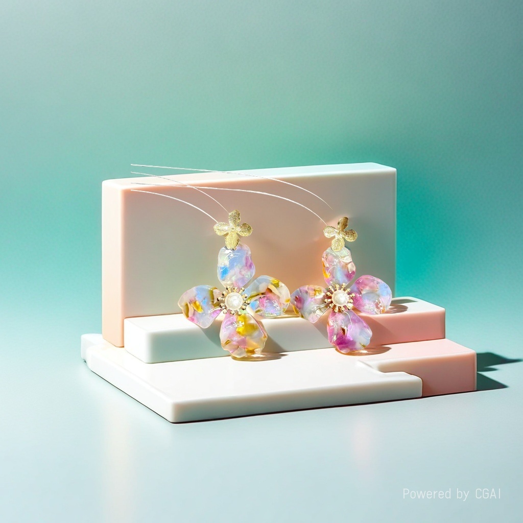 2026 New Style transparent flower earrings, Super Fairy Ice crystal petal pearl stud earrings, fresh and elegant, versatile earrings. 2026 New style transparent flower earrings, Super fairy ice crystal petal pearl stud earrings, fresh and elegant details Picture
