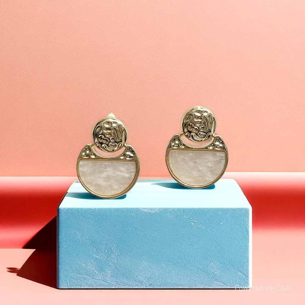 Acetic acid stainless steel stud earrings are simple and fashionable earrings with a sense of design and are niche earrings details Picture