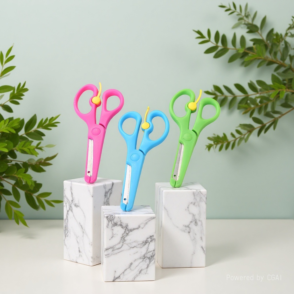 Wholesale colorful safety scissors for children, plastic-wrapped iron scissors, and student safety scissors details Picture