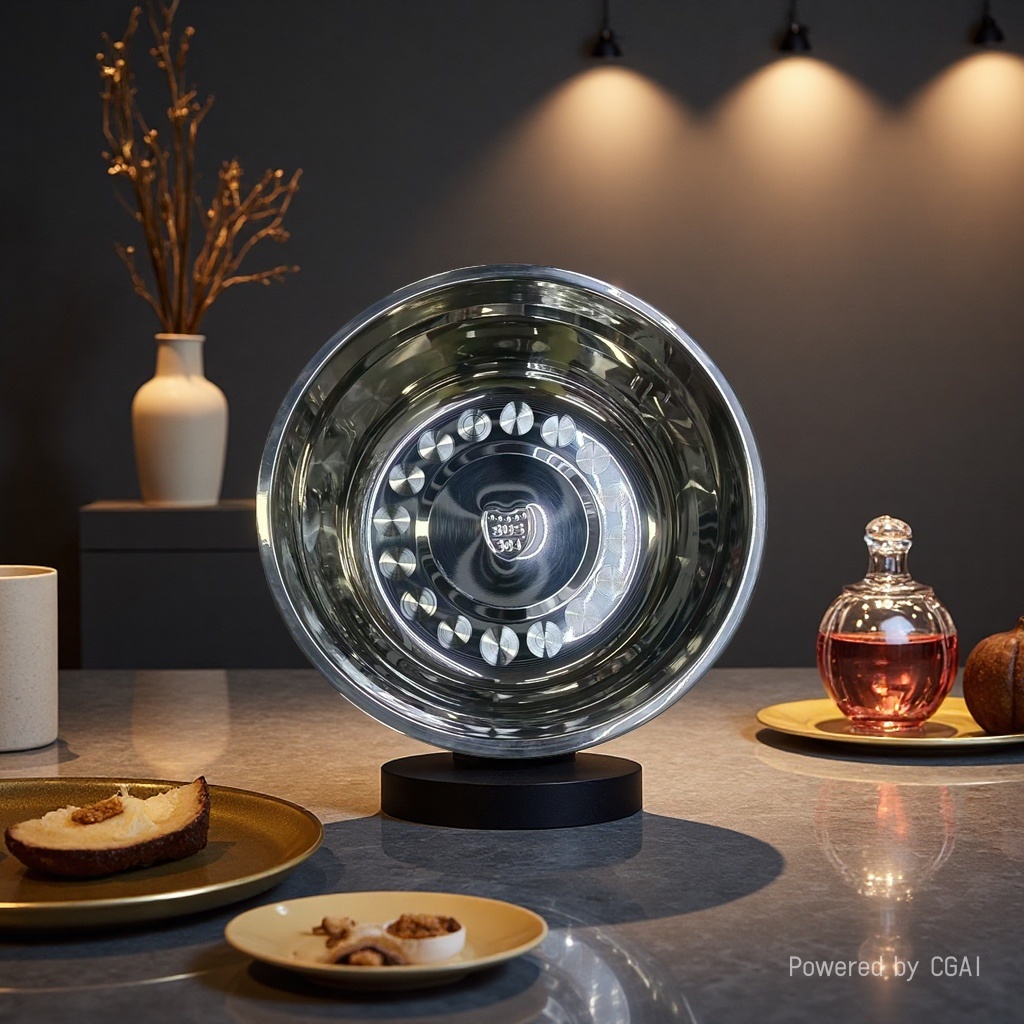 【 Light Luxury Selection 】 Mirror-finished 304 stainless steel Deep Soup bowl (High-end Household Cooking bowl) 24CM Specification image