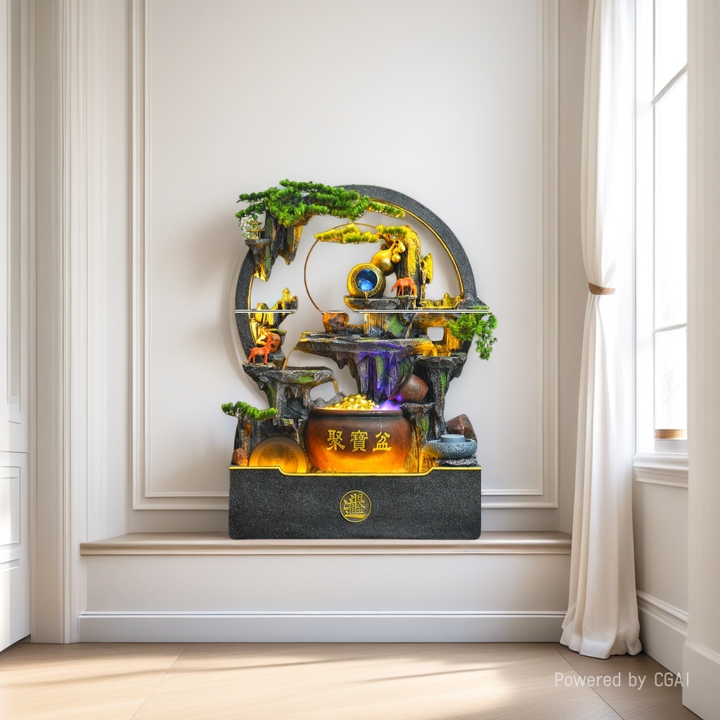 Resin water flow decorative items, artificial mountain and water spray hanging ornaments, the latest gift Specification image