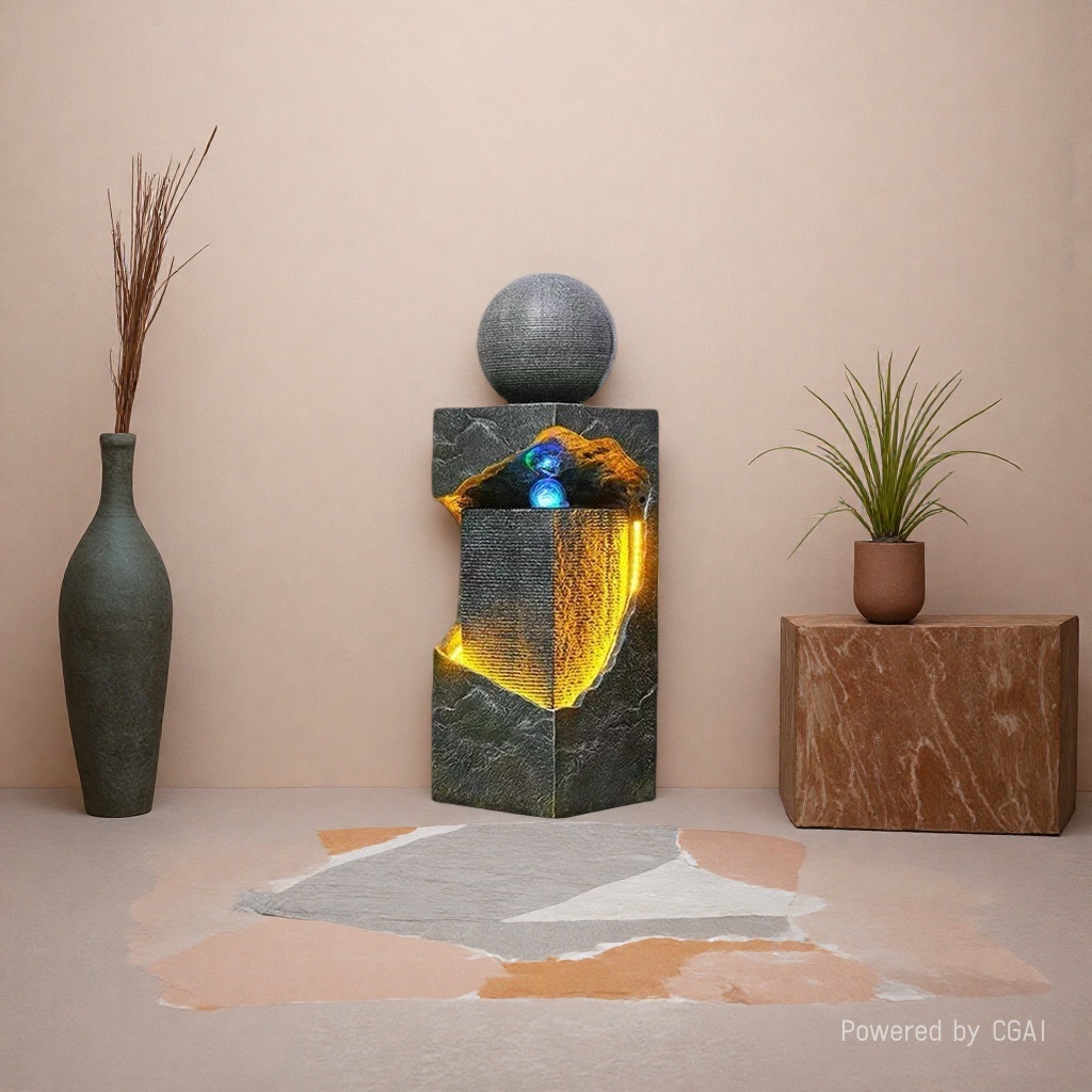 The latest decorative water feature resin ornaments, artificial mountain and water spray hanging decorations as gifts details Picture