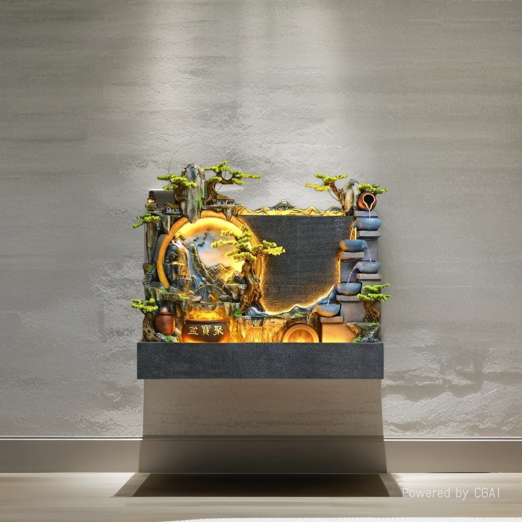Artificial rockery water spray rotating fountain landscape water feature decoration for home use Specification image