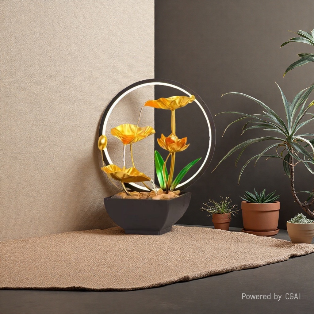 The latest resin water flow decorative items, artificial mountain and water spray hanging gifts Specification image