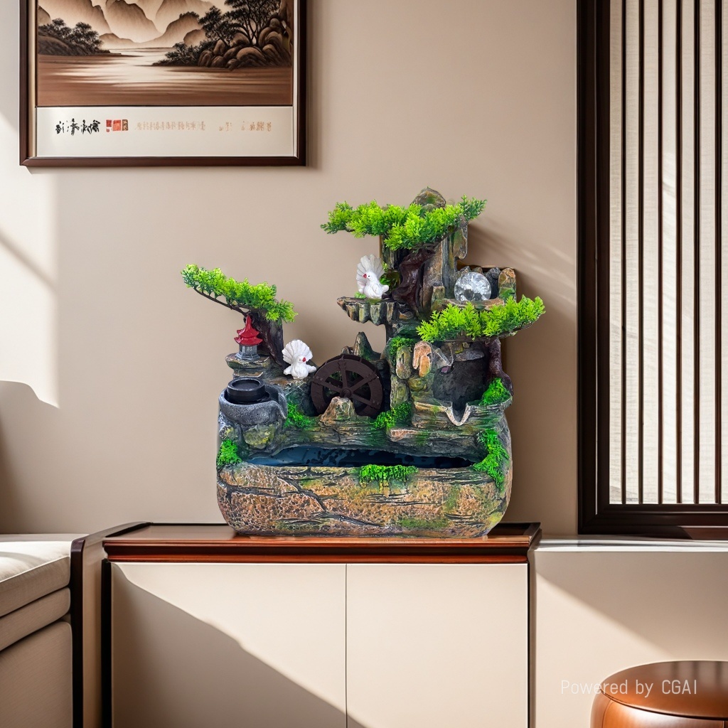 人造山水流水摆件树脂挂饰假山喷水礼品最新款101518317