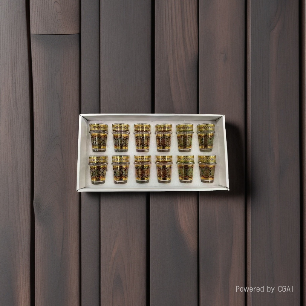A twelve-piece Moroccan decal cup set
