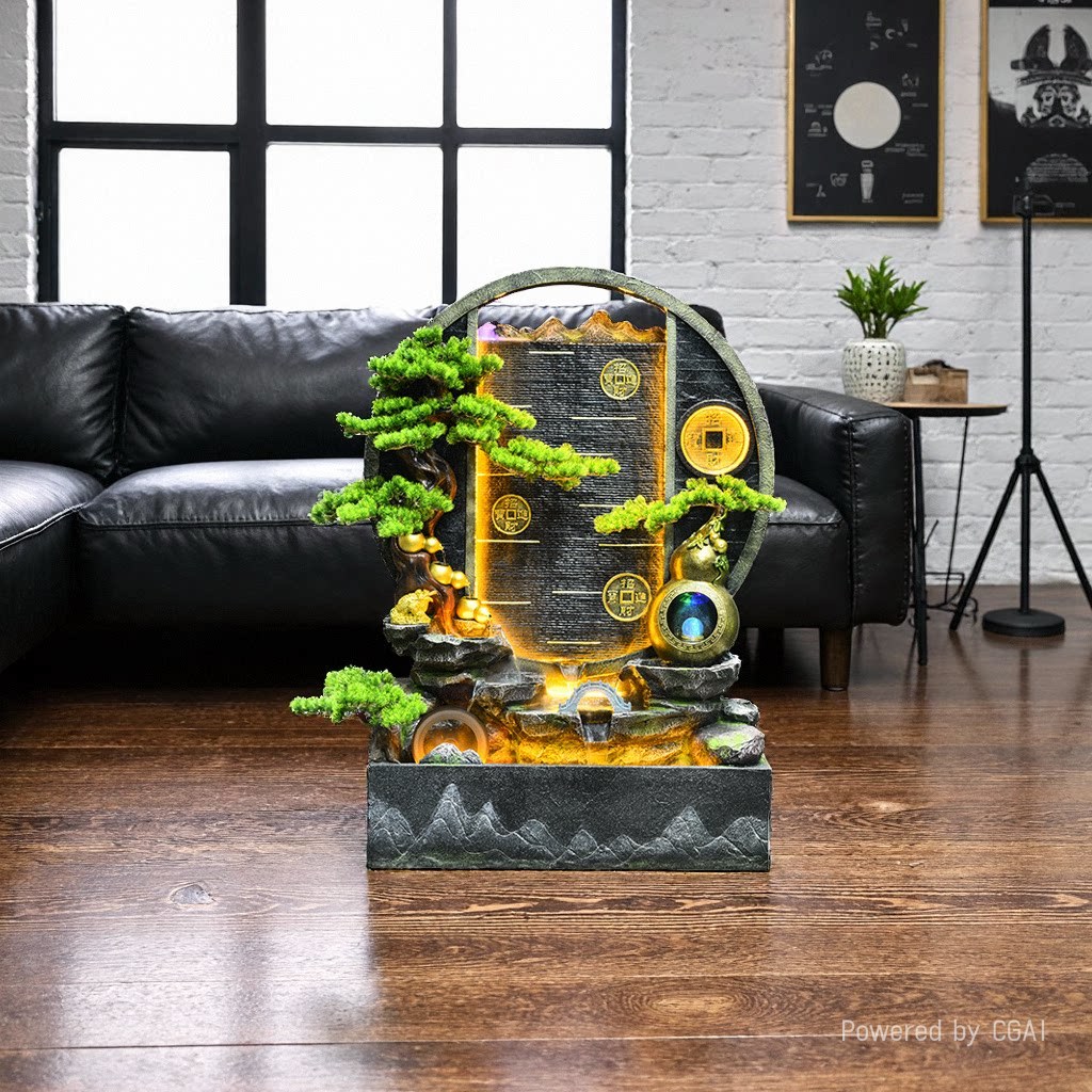 Artificial mountain and water flow ornaments, resin hanging decorations, artificial rockery water spray gifts, latest model 102929548 Application Scenario