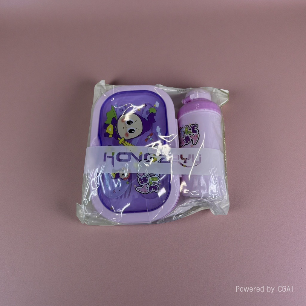 Purple cartoon lunch box, water cup set, bucket stand, cup, cooling water bottle, brushing cup, mouthwash cup, drinking water bucket stand Application Scenario