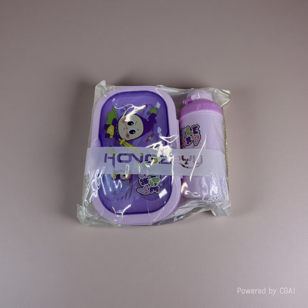 紫色卡通饭盒水杯套装水桶架子杯子凉水壶刷牙杯漱口杯饮水桶支架