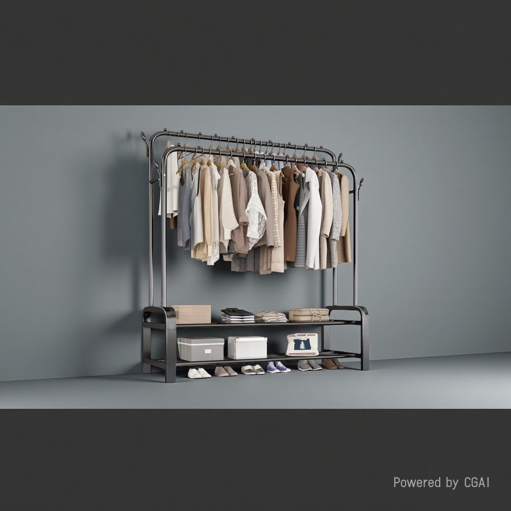 A portable anti-slip storage rack for adults and children with clothes hangers and drying baskets, suitable for multi-functional family use details Picture